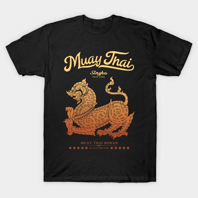Muay Thai Tattoo Singha The Lion T-Shirt by KewaleeTee